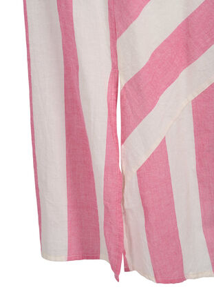 Kortärmad skjortklänning i bomull med ränder, Magenta Stripe, Packshot image number 3