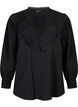 Blus i viskos med volanger och broderidetaljer, Black, Packshot image number 0