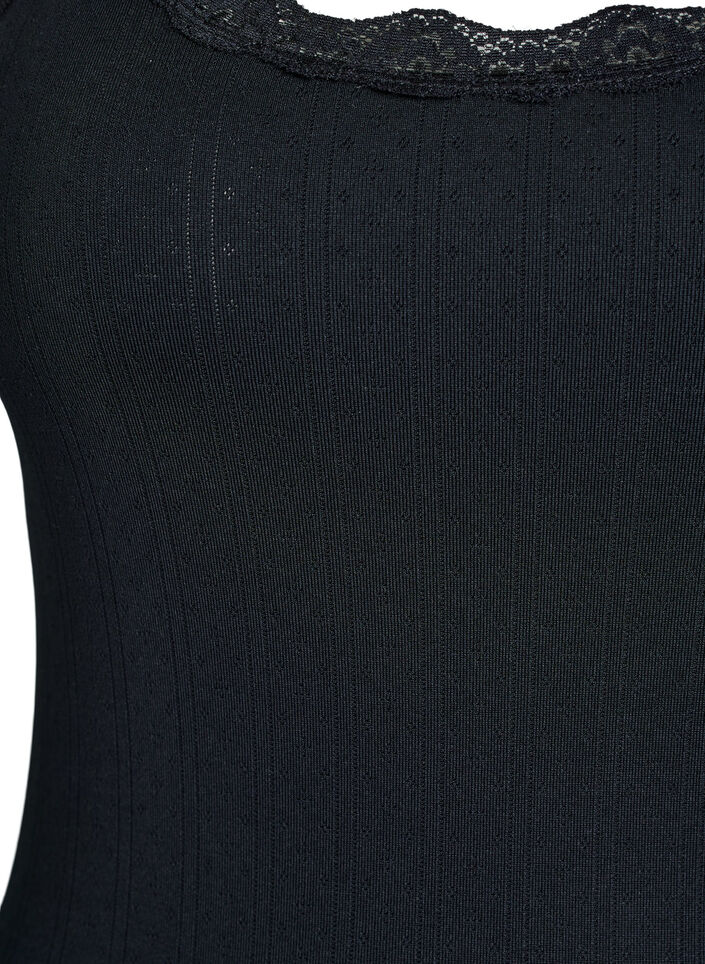 Linne med spetskant och h&aring;lbrodyr, Svart, Packshot image number 2