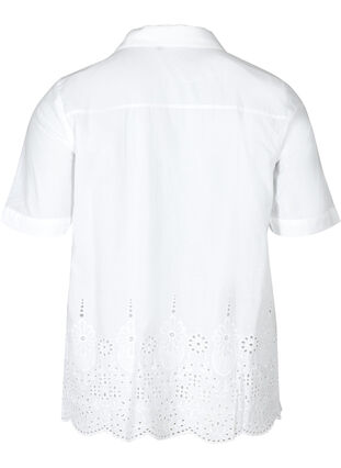 Kortärmad skjorta med broderi anglaise, Bright White, Packshot image number 1