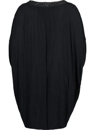 Strandklänning i viskos med spetsdetaljer, Black, Packshot image number 1