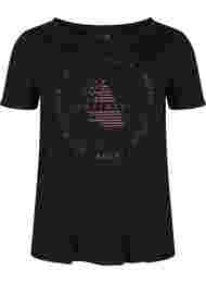  T-shirt till träning med print, Black w. copper logo