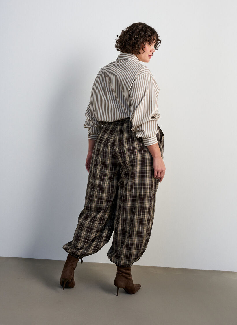 Rutiga ballongbyxor med h&ouml;g midja, Gr&ouml;n, Model image number 1