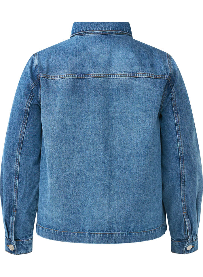 Skjortjacka i denim med fickor, Blue Denim, Packshot image number 1