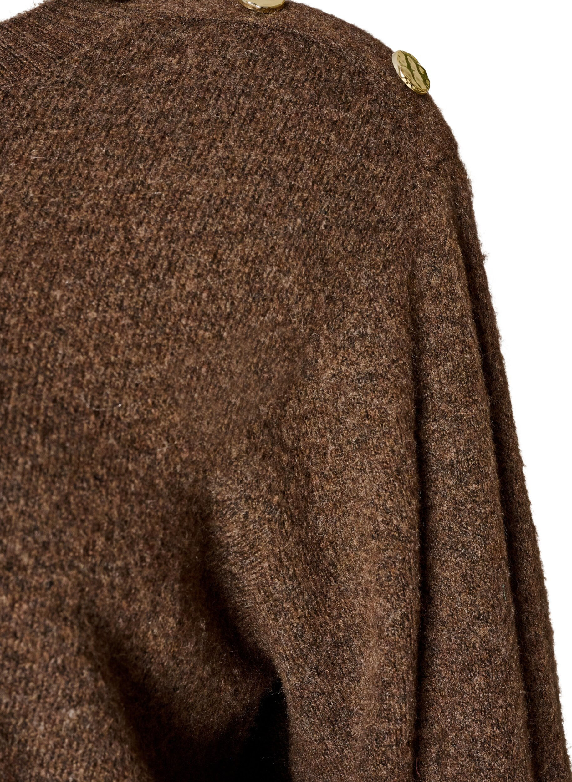 ZizziStickad blus med knappdetalj, Brun, Packshot image number 2