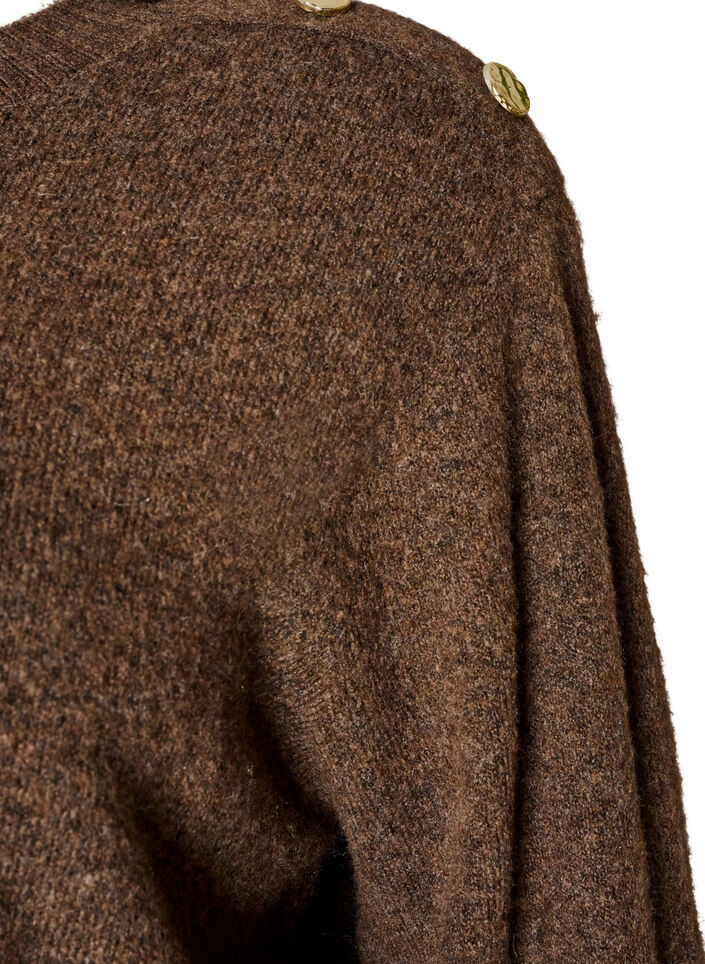 Stickad blus med knappdetalj, Brun, Packshot image number 2