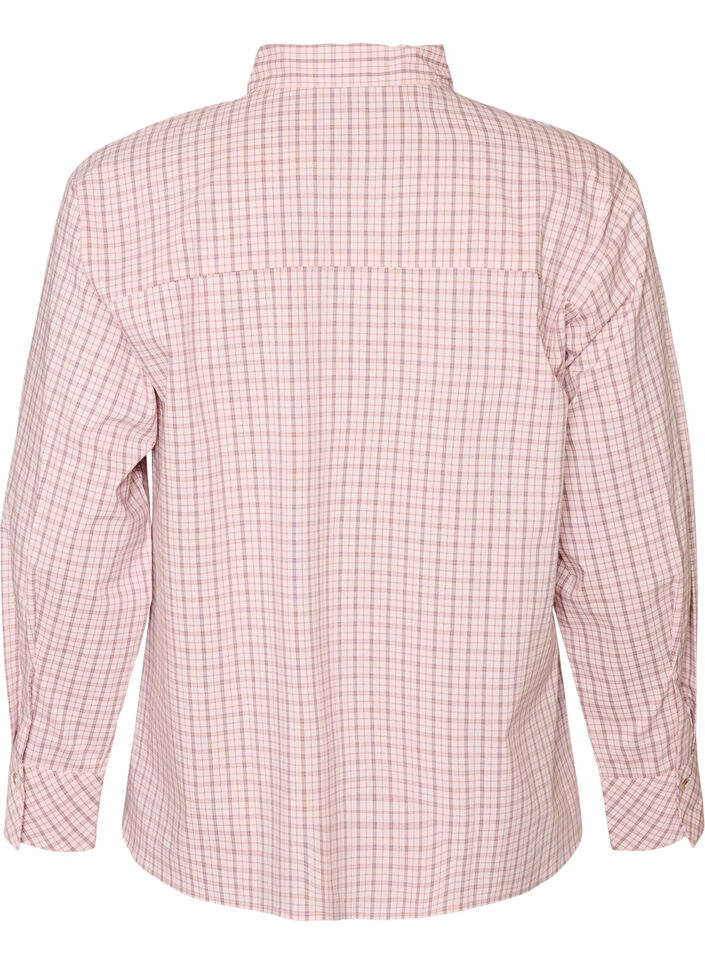 L&ouml;s rutig skjorta med knytsk&auml;rp, Rosa, Packshot image number 1