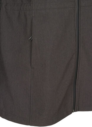 Softshelljacka med huva och justerbar midja, Dark Grey Melange, Packshot image number 3