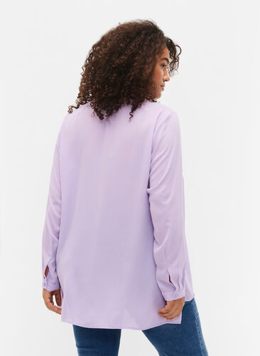 V-ringad skjorta med långa ärmar, Purple Rose, Model image number 1