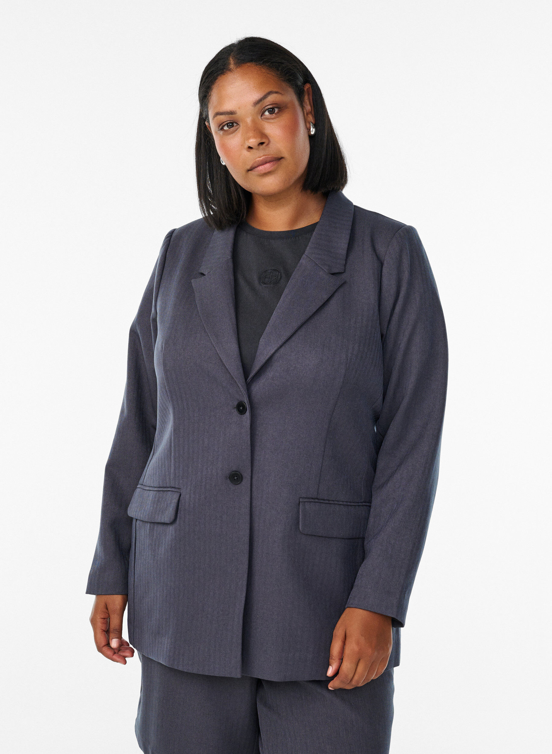 Klassisk blazer med fickor, Gr&aring;, Model