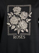 Sweatshirt med rosentryck och strass, Svart, Packshot image number 2