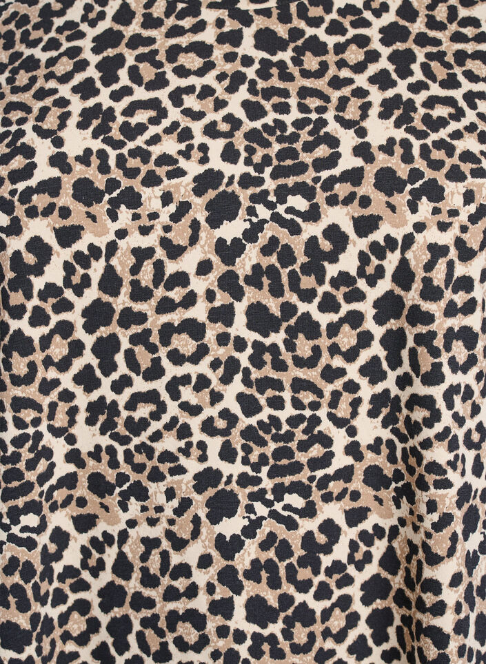 Kort t-shirtklänning i bomullstrikå, Brun, Packshot image number 2