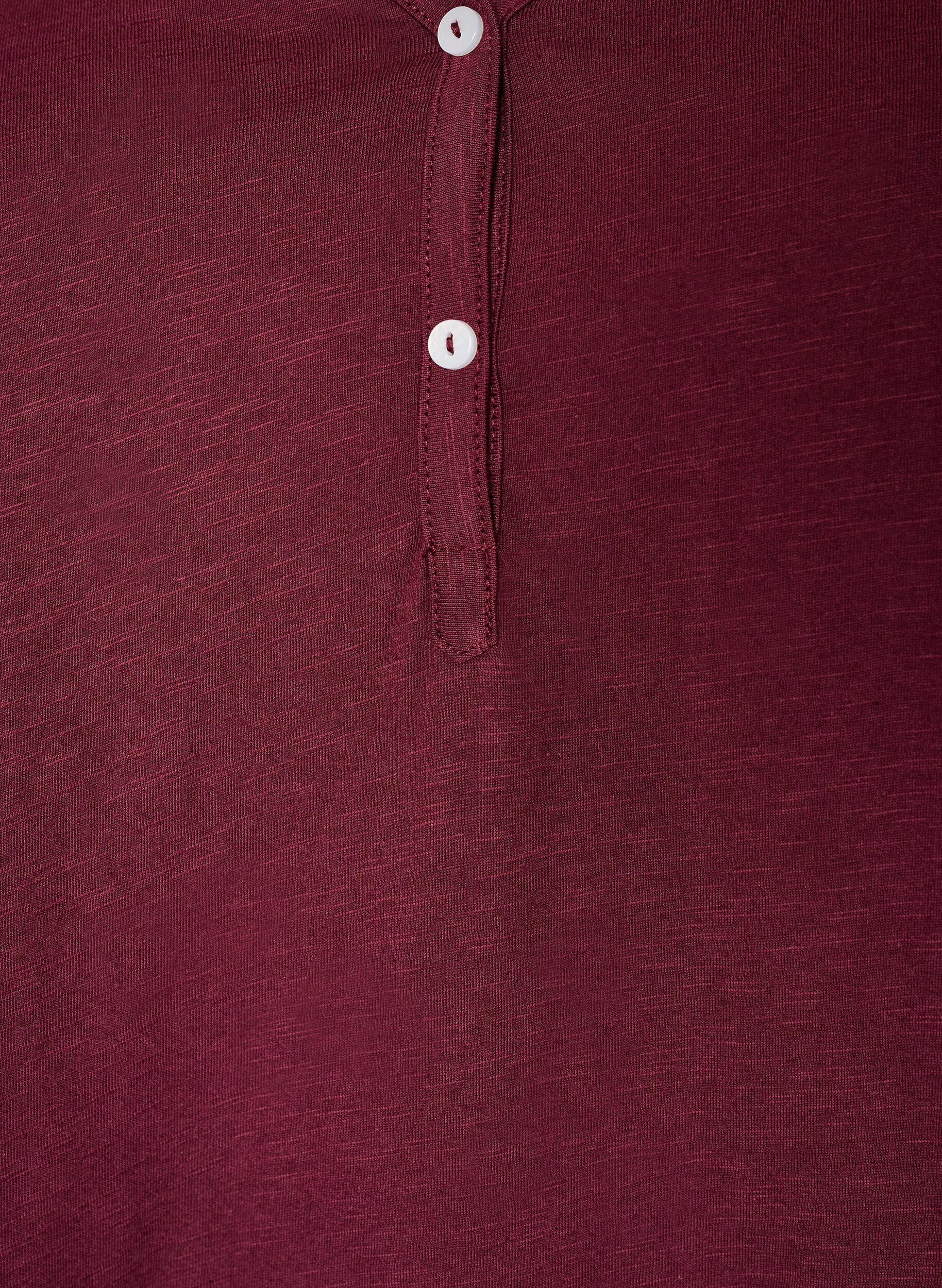 ZizziT-shirt med knappdetalj, M&ouml;rk Bordeaux, Packshot image number 2