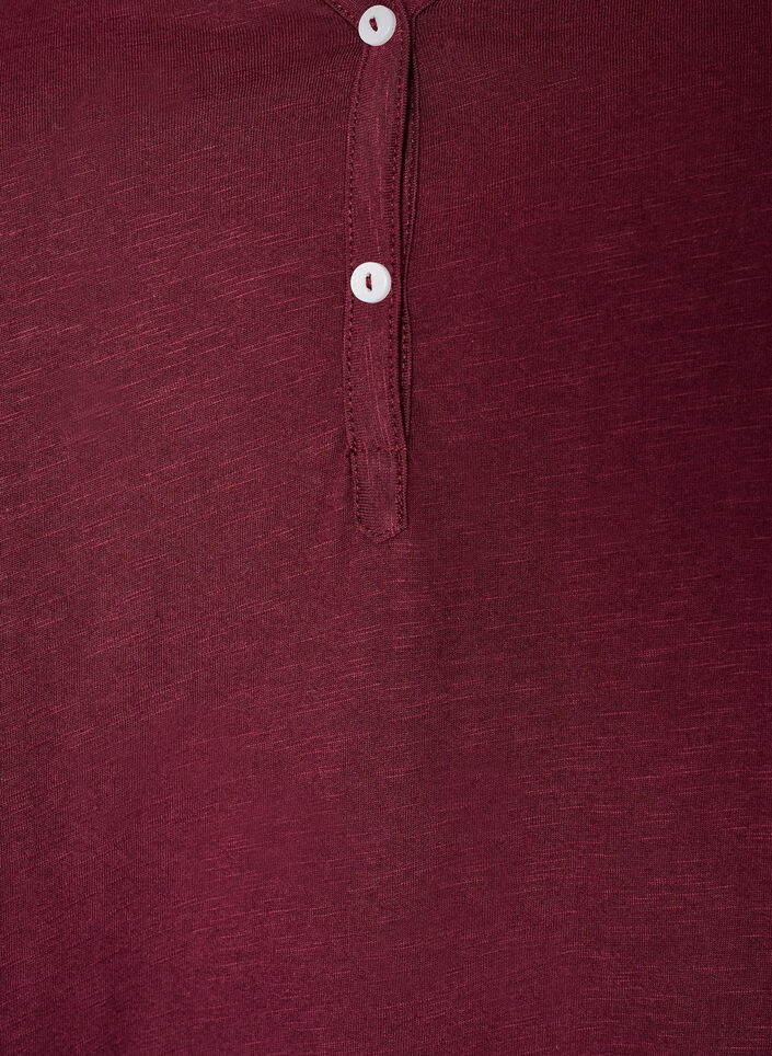 T-shirt med knappdetalj, M&ouml;rk Bordeaux, Packshot image number 2