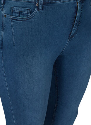 Cropped Amy Jeans med hög midja och dragkedja, Dark blue denim, Packshot image number 2