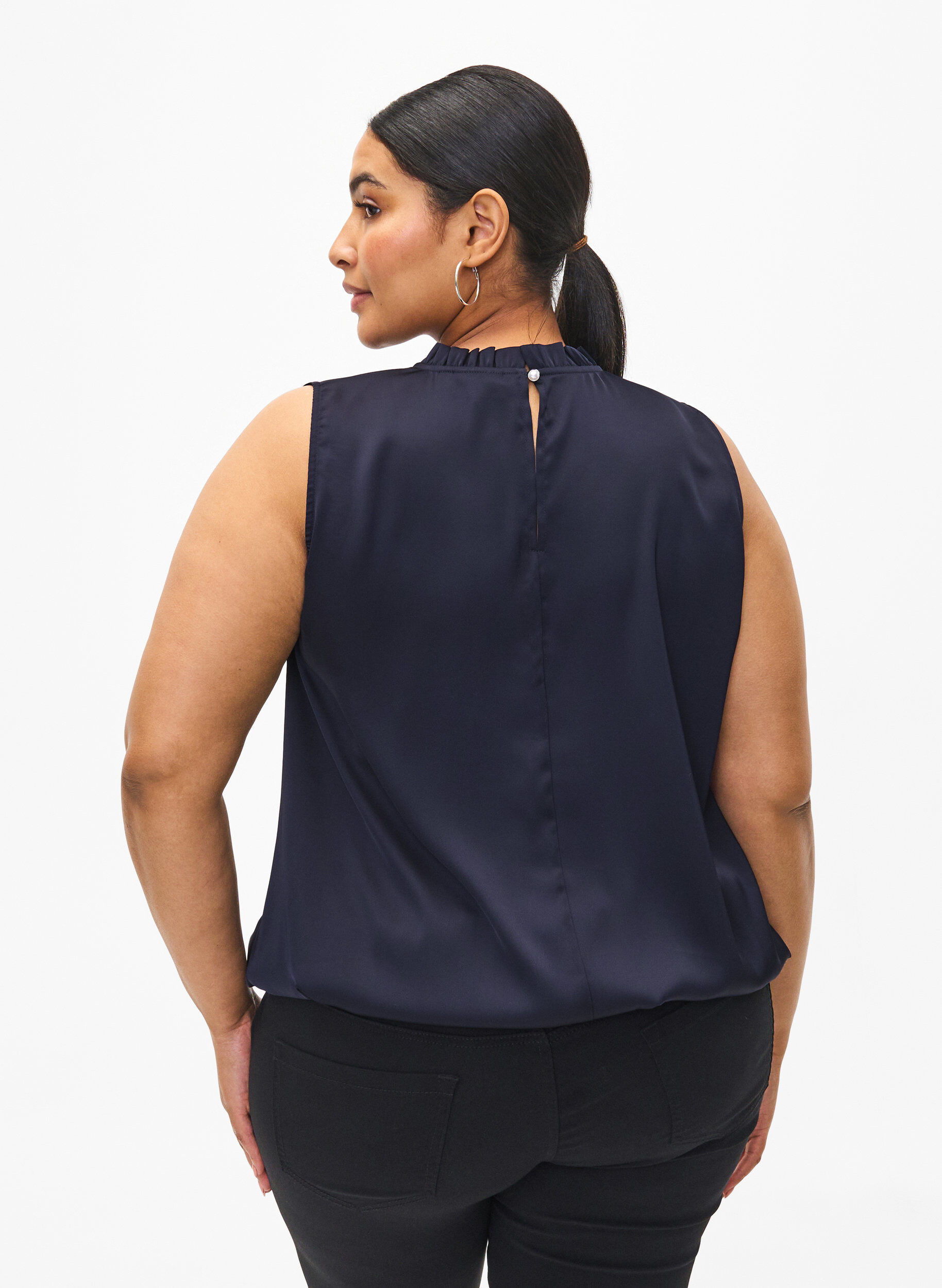 Zizzi &Auml;rml&ouml;s partytopp i satin, Night Sky, Model image number 1