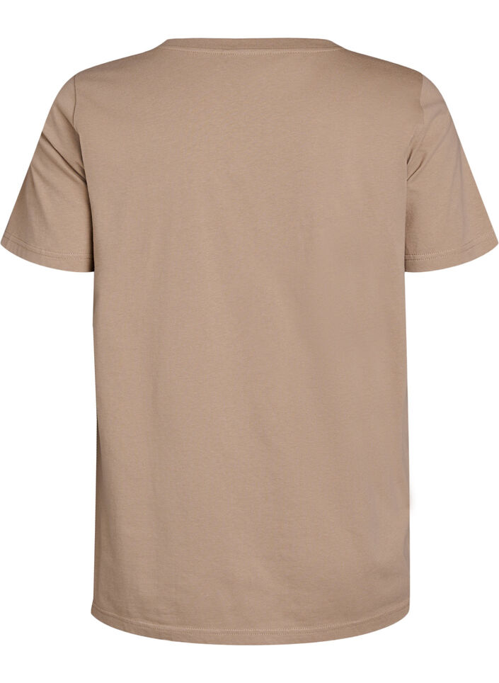 T-shirt med blommigt tryck, Beige, Packshot image number 1