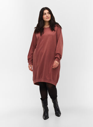Sweatshirtklänning med långa ärmar, Apple Butter Mel, Model image number 2