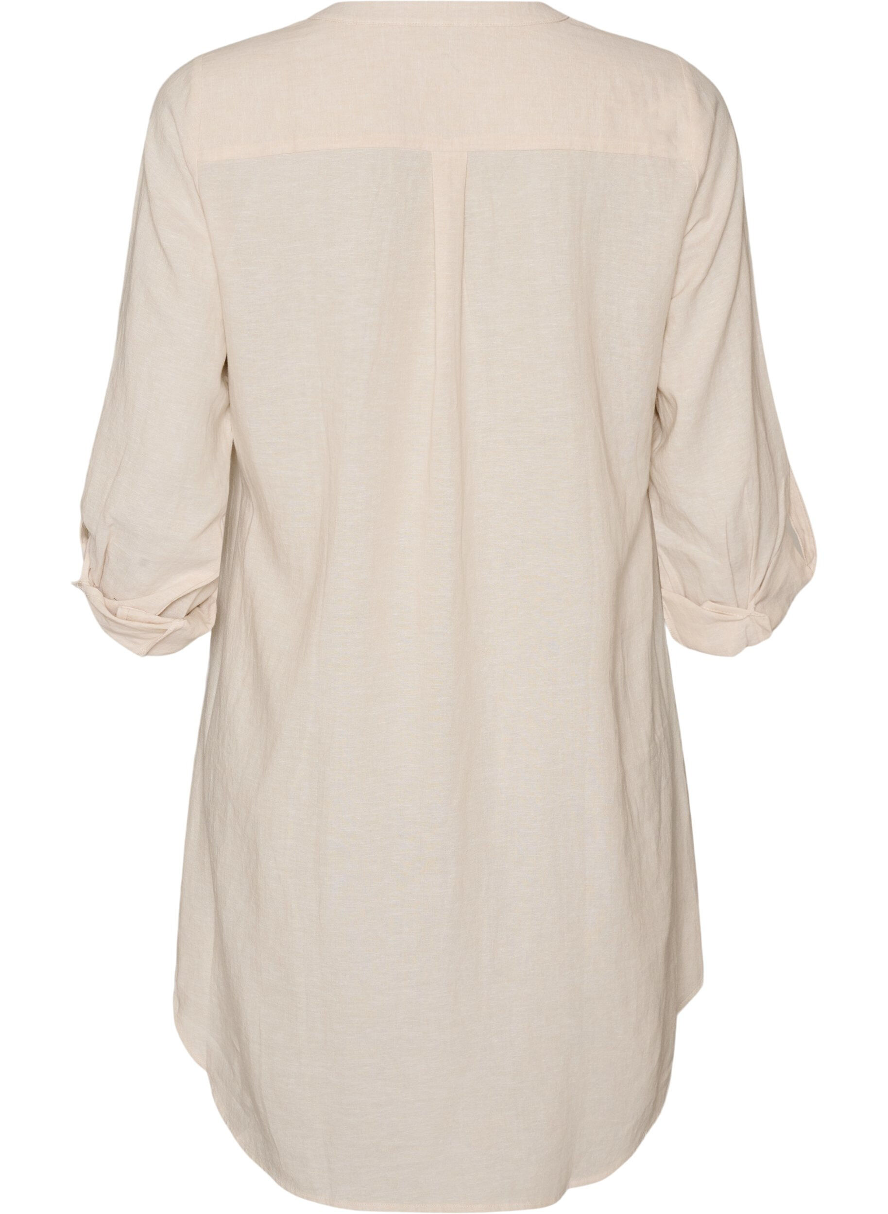 ZizziL&aring;ng skjorta i linne och viskos, Beige, Packshot image number 1