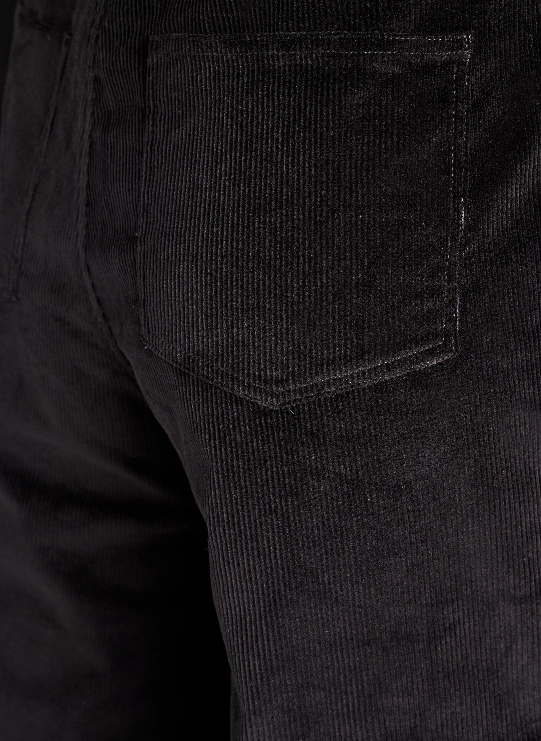 Zizzi Byxor i manchester med h&ouml;g midja och vida ben, Svart, Packshot image number 3