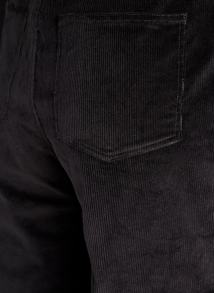 Byxor i manchester med hög midja och vida ben, Svart, Packshot