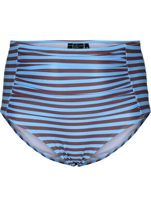 Bikinitrosa med hög midja och ränder, BlueBrown Stripe AOP, Packshot image number 0