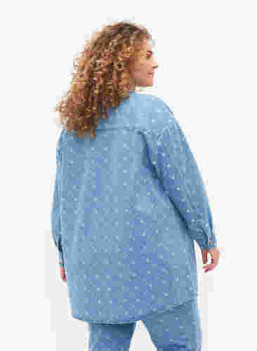 Jeansskjorta med tryck, Light blue denim, Model image number 1