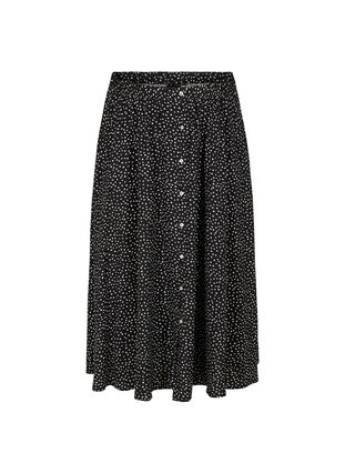 Prickig kjol i viskos med knappar, Black w. Dot, Packshot image number 0