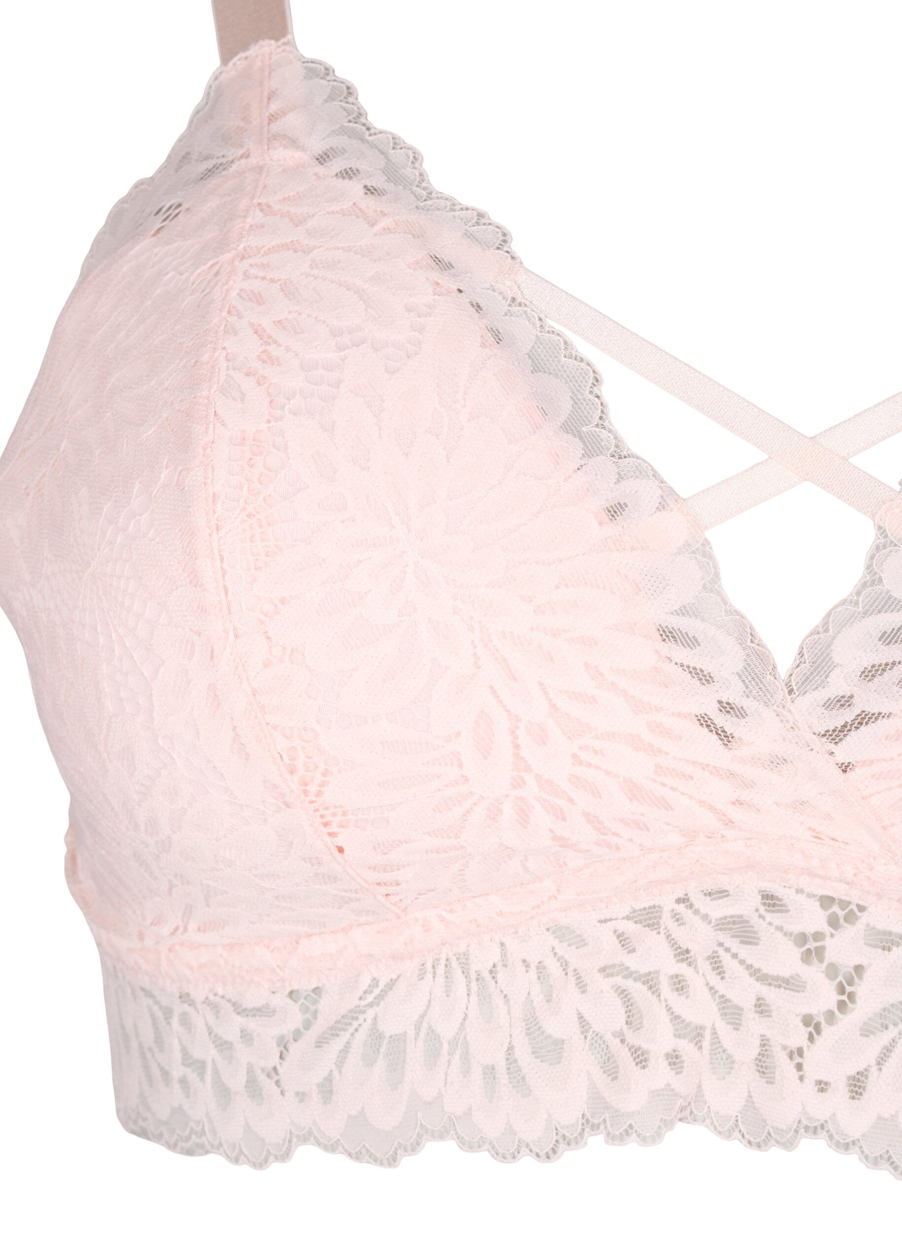 Zizzi Bralette med sn&ouml;rdetalj och mjuk vaddering, Peach Blush, Packshot image number 2