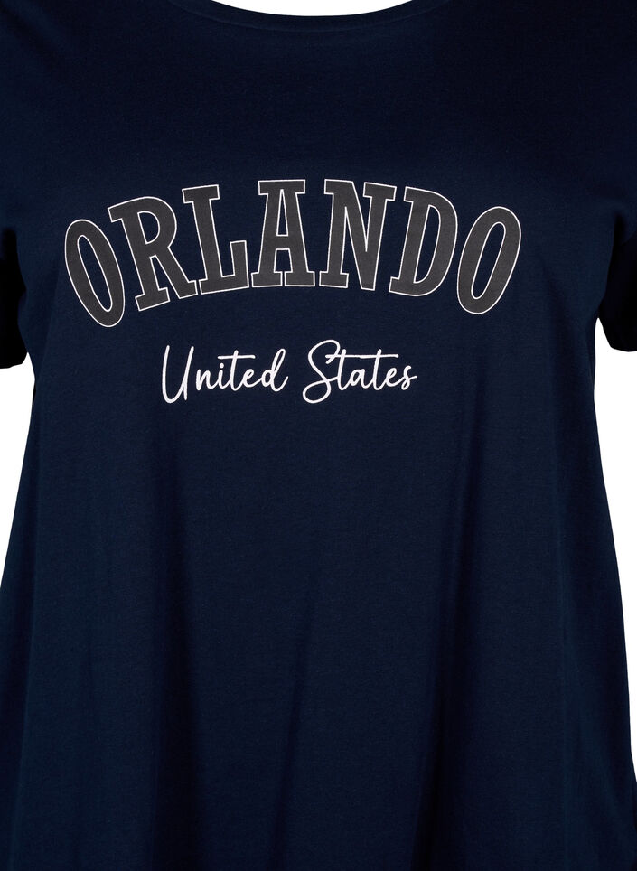 T-shirt i bomull med text, Navy B. Orlando, Packshot image number 2