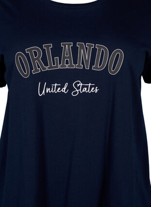 T-shirt i bomull med text, Navy B. Orlando, Packshot image number 2
