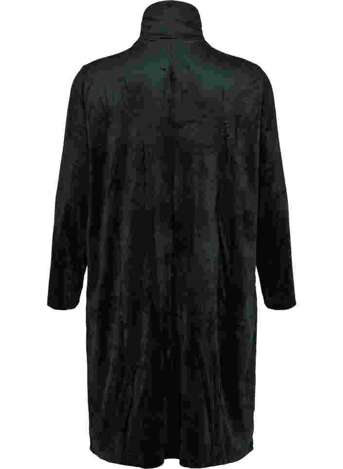 Klänning  i velour med blixtlås och fickor, Black, Packshot image number 1