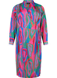 Tryckt omlottklänning med långa ärmar, Colorfull Art Print, Packshot