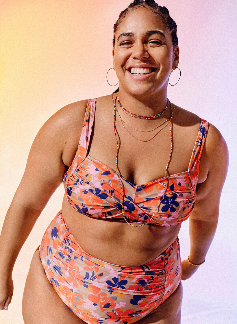 Bikinitopp med tryck, Retro Flower, Image image number 0