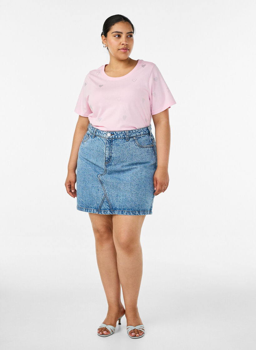 T-shirt i ekologisk bomull med hj&auml;rtan, Rosa, Model image number 1