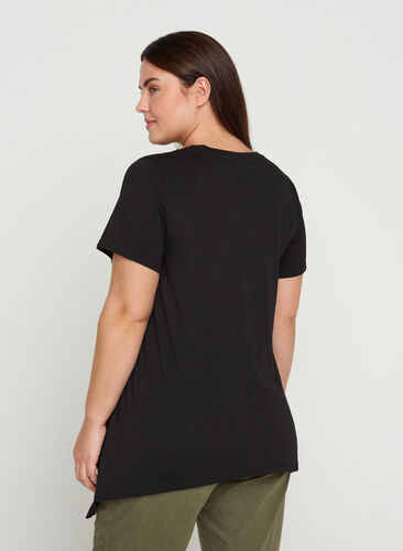 A-linjeformad t-shirt i bomull, Black GLAMOROUS, Model image number 1