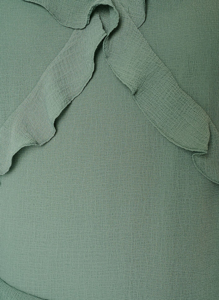 Kl&auml;nning i chiffong med asymmetriska volanger, Gr&ouml;n, Packshot image number 2