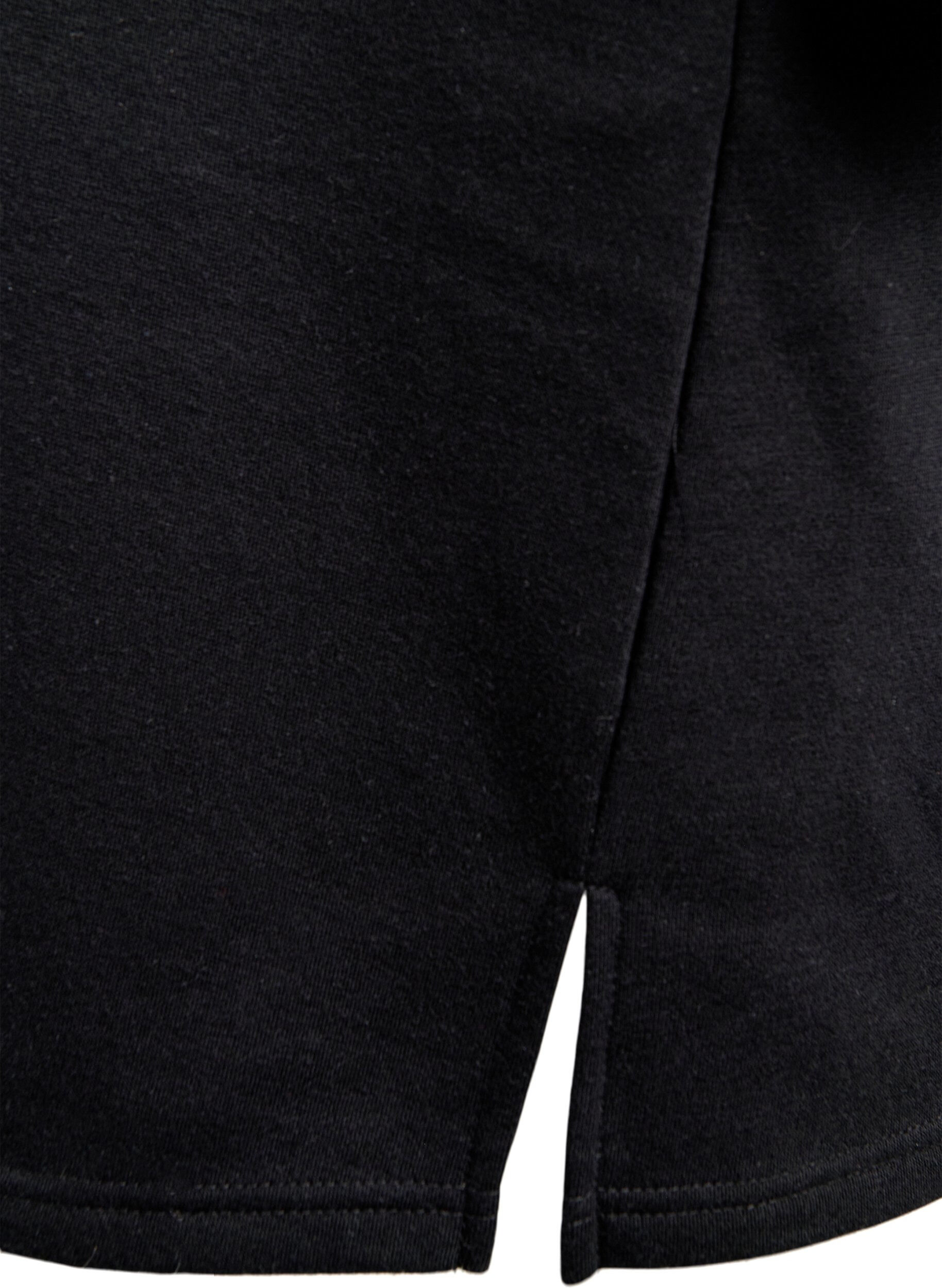 Zizzi Sweatshirtkl&auml;nning i kn&auml;l&aring;ngd med fransar, Svart, Packshot image number 3