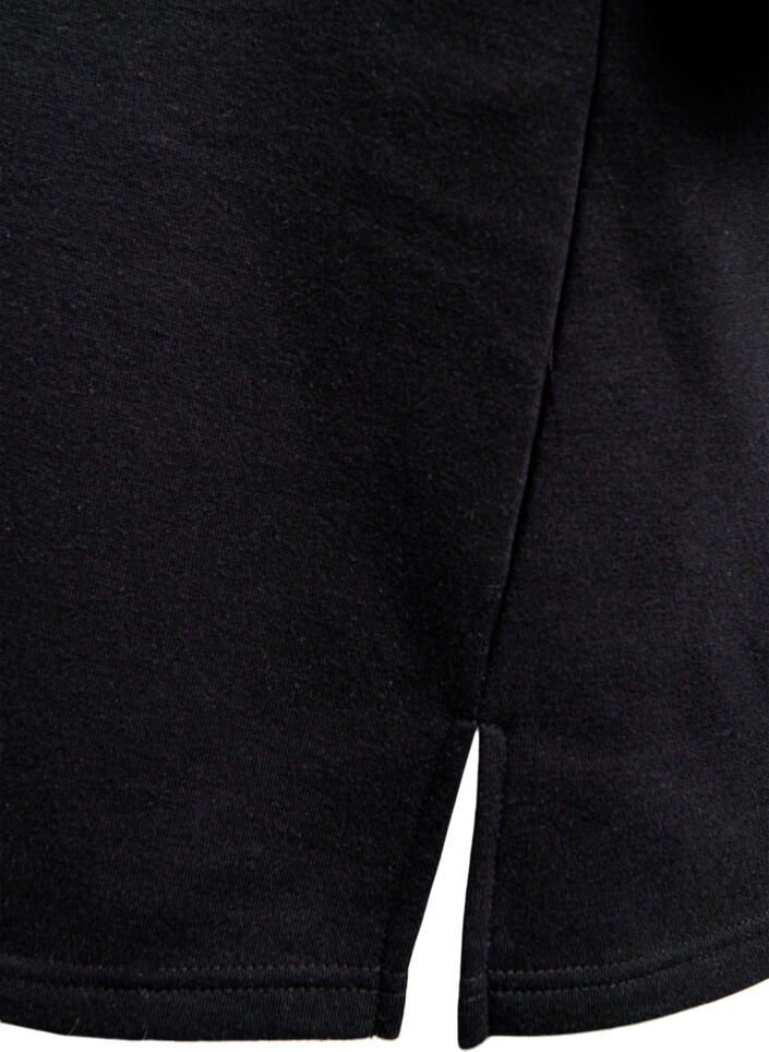 Sweatshirtklänning i knälångd med fransar, Svart, Packshot image number 3