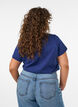 T-shirt i bomull med tryck framtill och v-ringning, Bl&aring;, Model image number 2