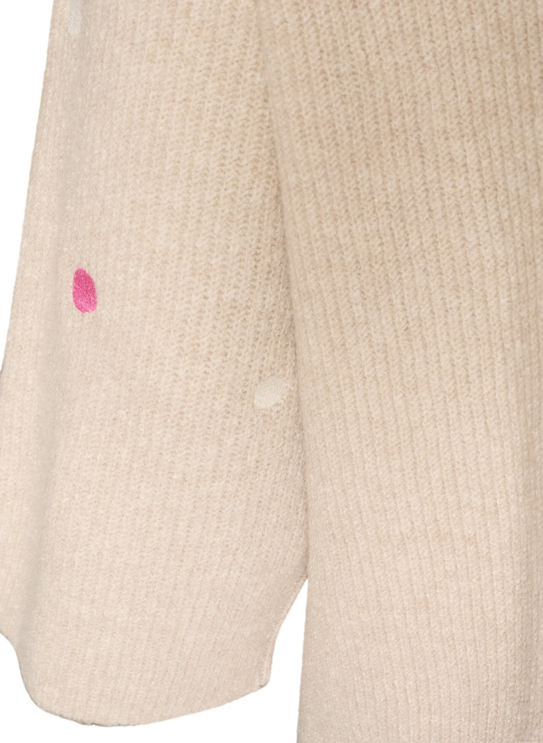 ZizziStickad blus med sm&aring; broderade motiv, Beige, Packshot image number 3