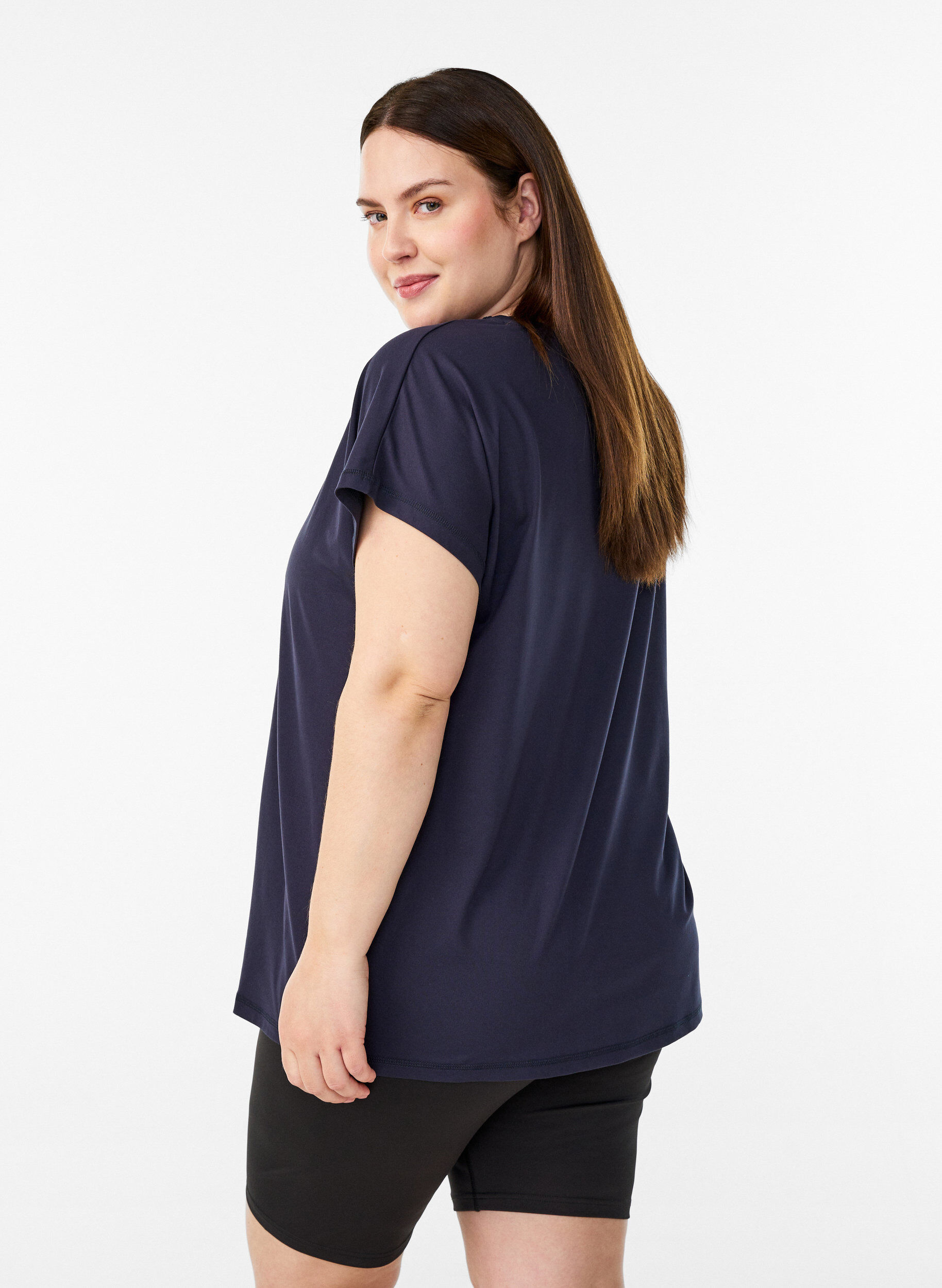 ZizziEnf&auml;rgad tr&auml;nings-T-shirt, Bl&aring;, Model image number 2