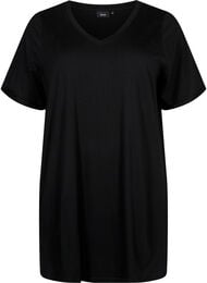 Enfärgad oversize t-shirt med v-hals, Black