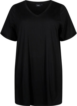 Enfärgad oversize t-shirt med v-hals, Black, Packshot image number 0