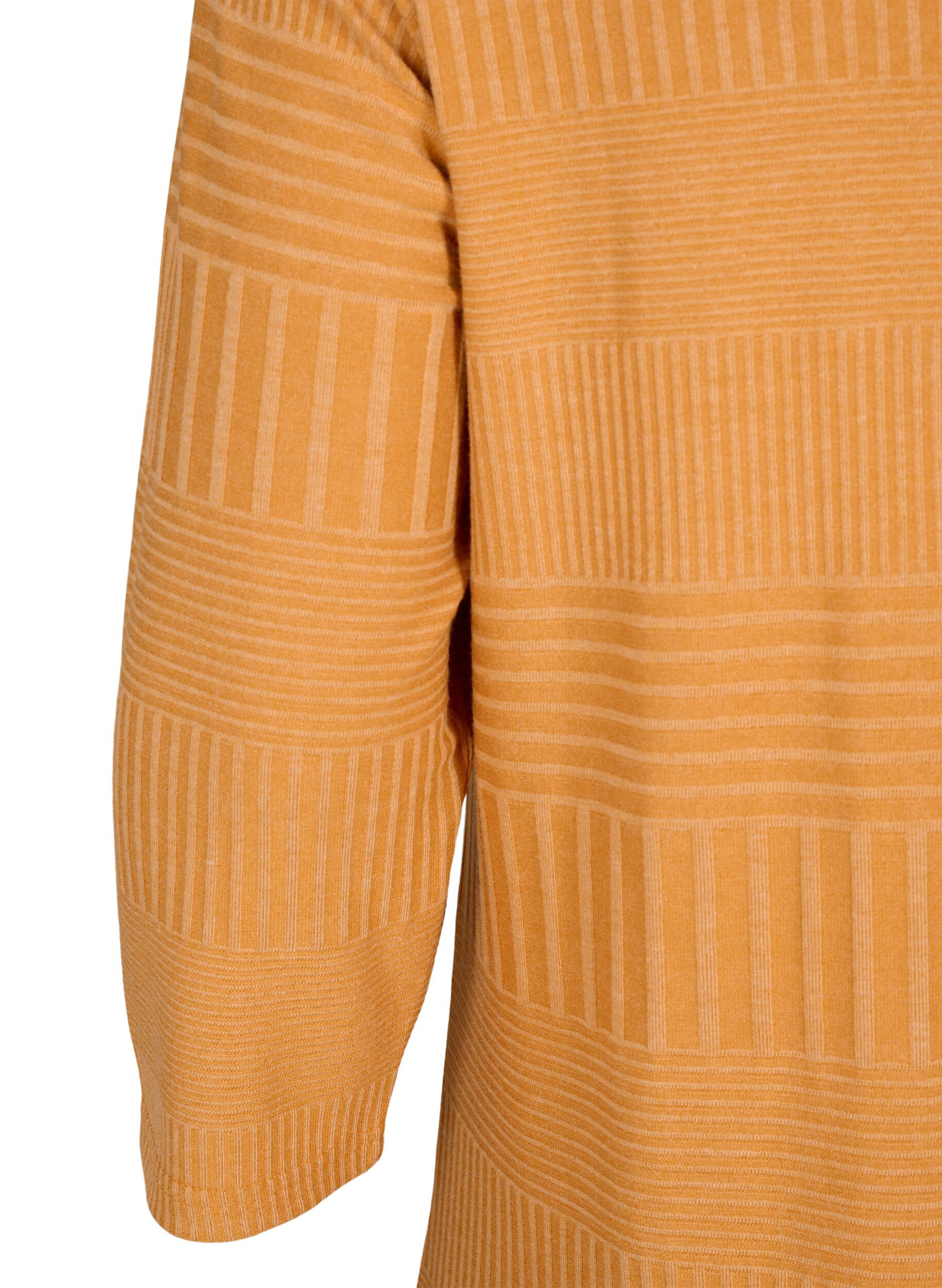 Zizzi Kl&auml;nning med trekvarts&auml;rm och randigt m&ouml;nster, Sudan Brown Mel., Packshot image number 2