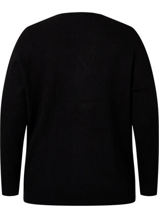 Stickad tröja med omlott, Black, Packshot image number 1