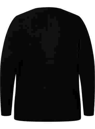 Stickad tröja med omlott, Black, Packshot image number 1