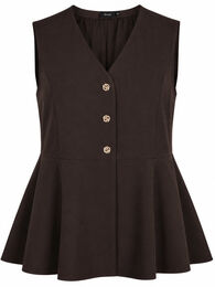 Kritstrecksrandig v&auml;st med peplum, Brun