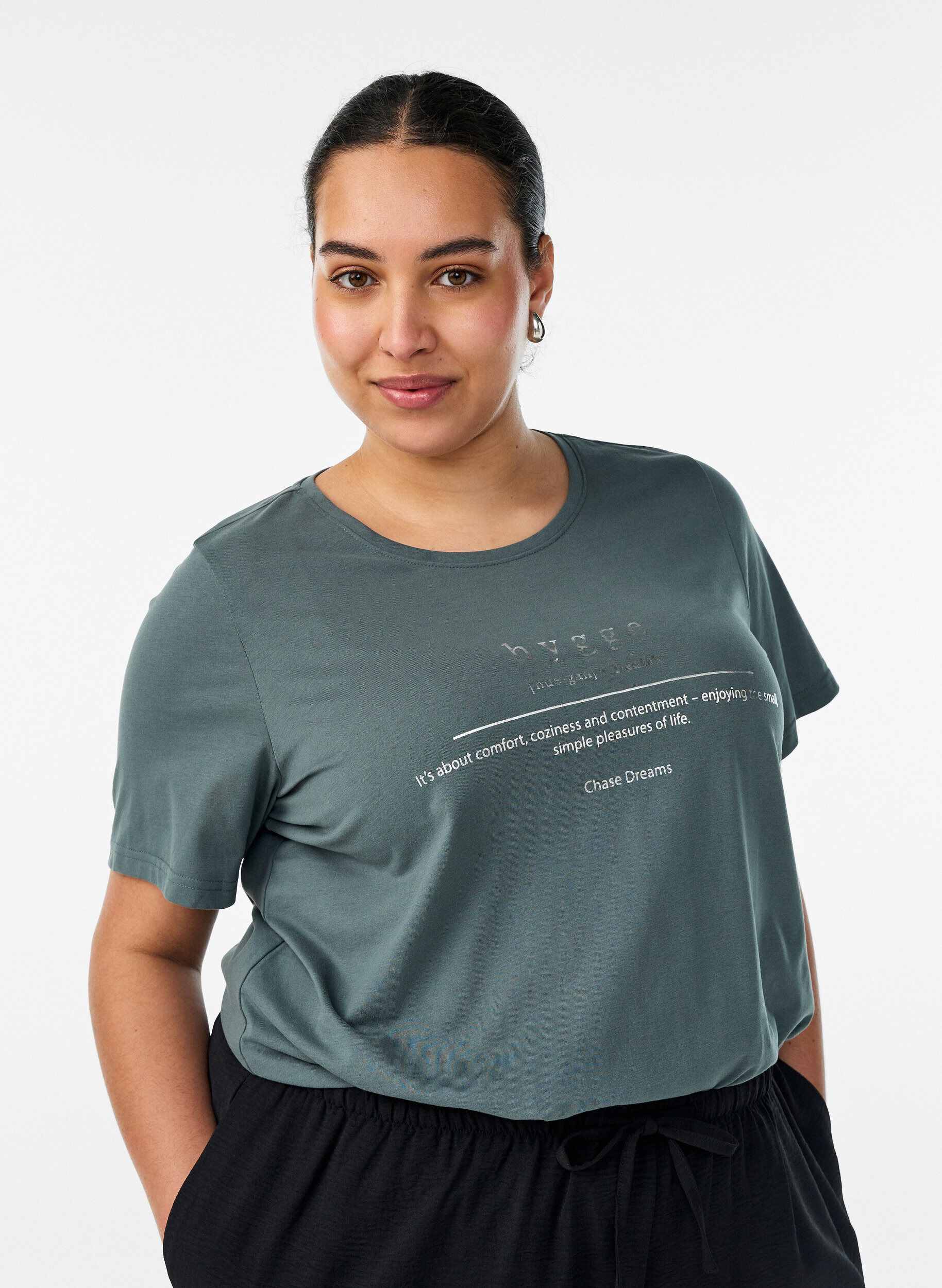 T-shirt med tryck, Gr&ouml;n, Model