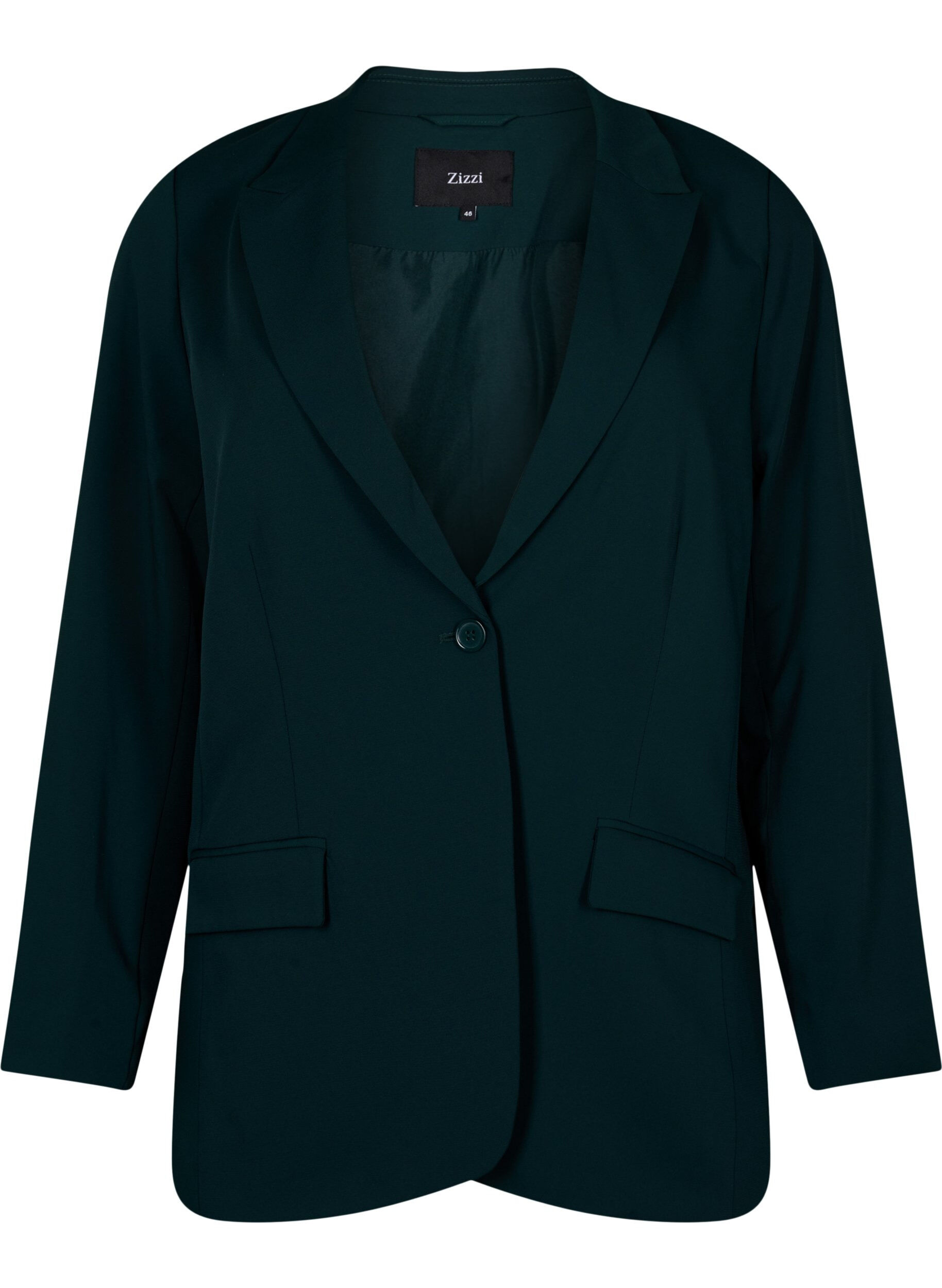 Zizzi Klassisk blazer med fickor, Scarab, Packshot image number 0